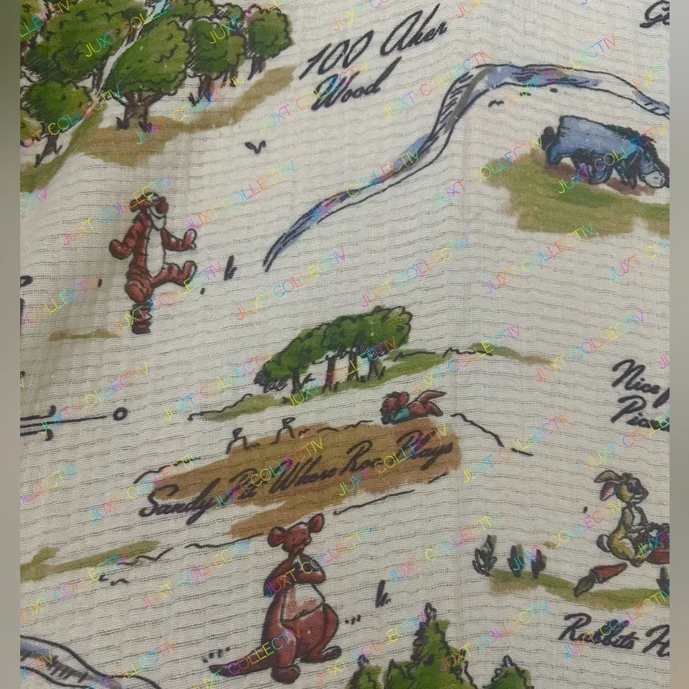 Disneyland Winnie the Pooh Hundred Acre Wood Map Cream Cotton Throw Blanket